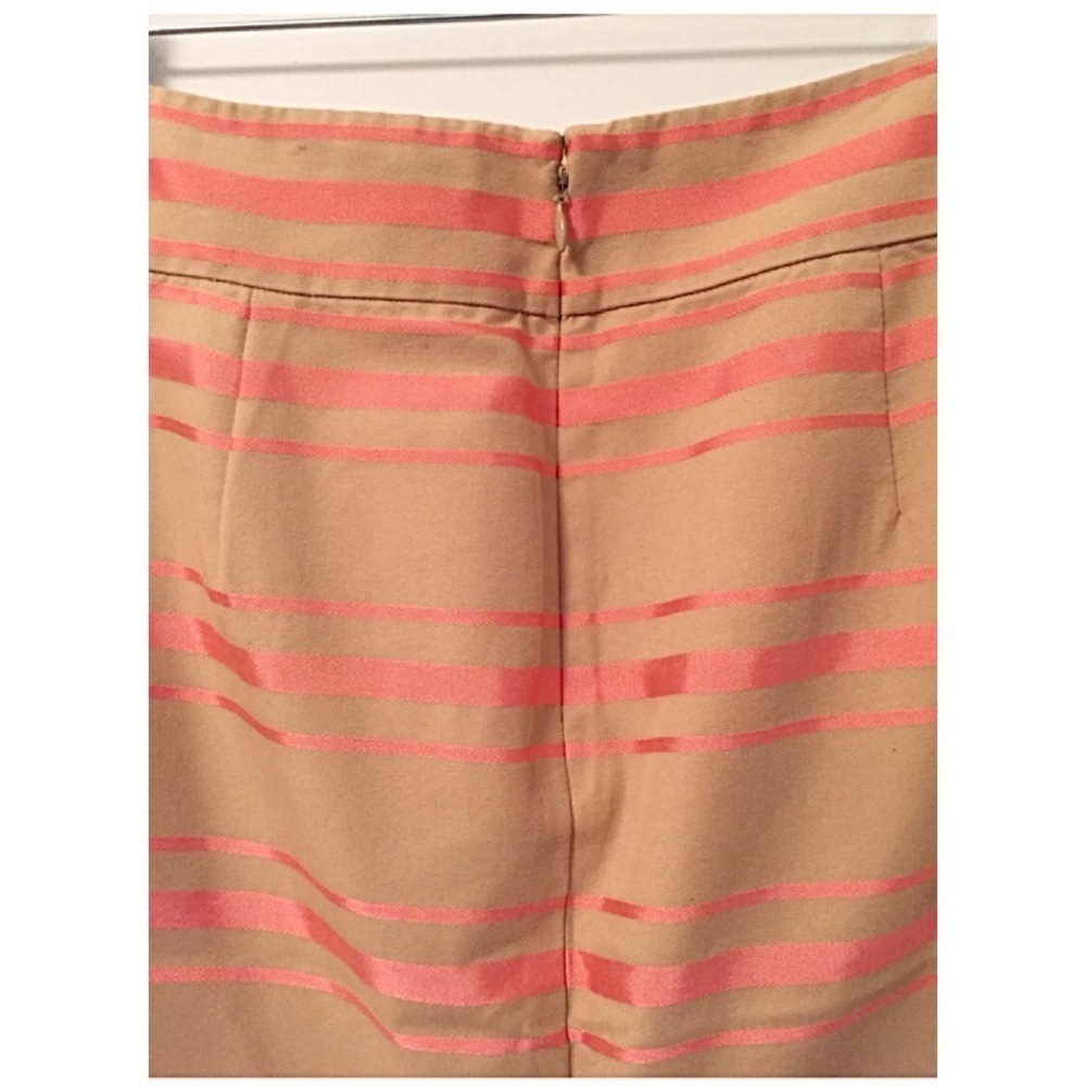 J.Crew Tan Coral Striped Pencil Skirt Sz 0 - Picture 3 of 5